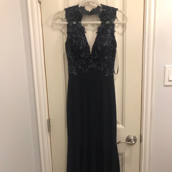 Navy Blue Evening Dress - Picture 2 of 6